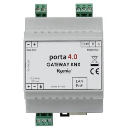 KSI-PORTA-KNX Porta 4.0 Passerelle bidirectionnelle pour l'integration de dispositifs compatibles avec le protocole Konnex (KNX). Il est fourni avec un boîtier en plastique pour installation sur rail DIN.
