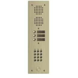 EVI-UHRCL1003/CH Platine aluminium HAUT-RISQUE audio 3 appels 1 rangée avec clavier Anodisée CHAMPAGNE