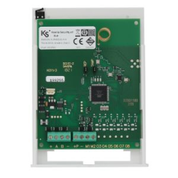 KSI-DUO Émetteur-récepteur/répéteur duo BUS wireless, bande 868 MHz/bidirectionnel, jusqu'à 64 dispositifs sans fil chacun pour un total de 128 zones sans fil, complet de conteneur.