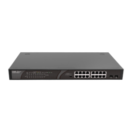 REY-RG-ES118GS-P Switch PoE de bureau Reyee 16 ports RJ45 + 2 SFP de liaison montante     16 ports Gigabit + 2 ports Gigabit 16 ports PoE+ 802.3af/at Puissance totale 247W