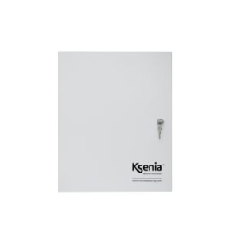 KSI-BM4/50W Boîtier métallique blanc Ksenia 325x400x90mm, emplacement pour 1 lares, 4 modules d'extension et une batterie 18 Ah, avec ouverture latérale et serrure à clé, équipé de porte-fusible et fusible 2A et alimentation de 15 Vdc - 50W.