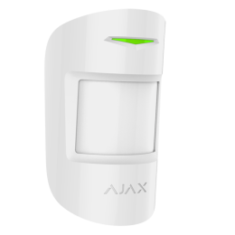 AJA-MOTIONPROTECTPLUS-W Ajax - Détecteur volumétrique PIR double technologie immunisé contre les animaux - Certificat de grade 2 - Bidirectionnel - Sans fil 868 MHz Jeweller - Double technologie: 1 infrarouges, 1 micro-ondes - Antenne interne espace libr