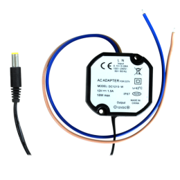 VDO-DC1215-W Alimentation miniature 100-240v ac / 12v dc / 1.5a - connection par fils,  sortie utilisateur - convient pour boite d'encastrement electrique normalisee IP67