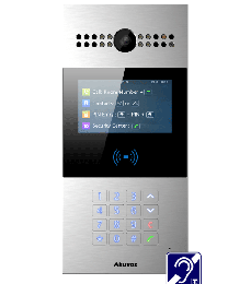 AKU-R28A-BIM Interphone vidéo Android SIP avec boucle magnétique, écran LCD. Caméra 2MP Grand angle 116° Façade aluminium. Anti-vandale. Prévoir boitier de montage.