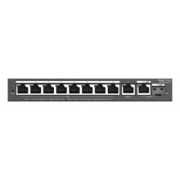 REY-RG-ES210GS-P Switch Reyee PoE administrable Cloud 8 Ports PoE + 2 Uplink RJ45 + 1 SFP Combo Vitesse des ports 10/100/1000 Mbps 30W par port 802.3af/at / Maximum 120W VLAN/Port Isolation/Loop Detection Port Speed Limit