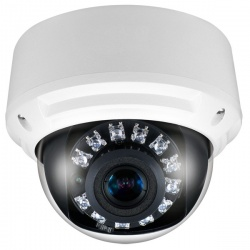 CBC-ZN8-DANTVF59L Camera dôme IP H.264 4 Megapixel, 3.0mm - 12mm, mechanichal Day/Night switching, max. 30fps, IRLEDs 20-25m, DWDR, AGC, DIS, POI, 2/3DNR, 12VDC / PoE, 264.5mm (H) x 80.3mm (Ø), 780g