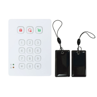 Clavier radio VESTA avec lecteur de proximité. Comprends 2 badges de proximité de type Tag. Clés de panique, d'incendie et d'urgence médicale. Lecteur RFID et NFC. Fonctionne avec 1 pile CR123 3V au lithium. Durée de vie de la bat